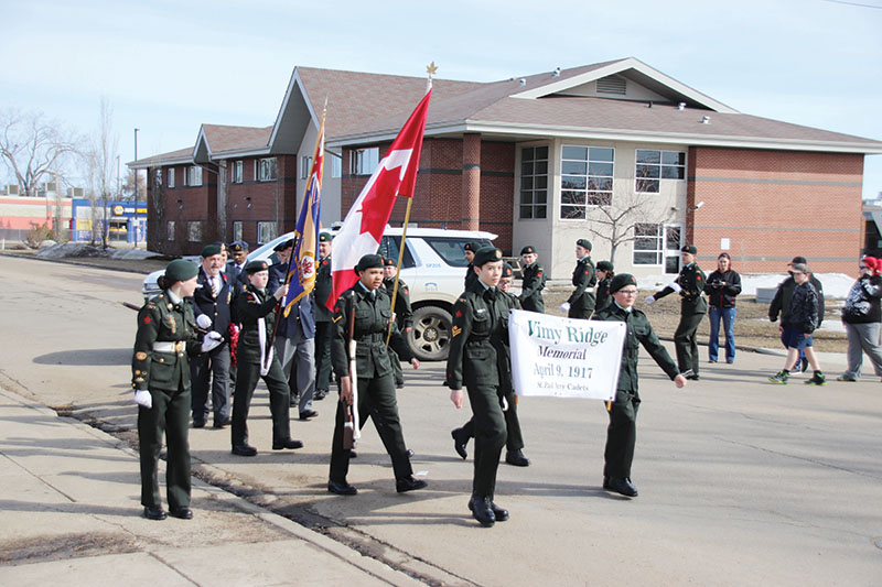 Veterans and Cadets gather at cenotaph to remember Vimy Ridge